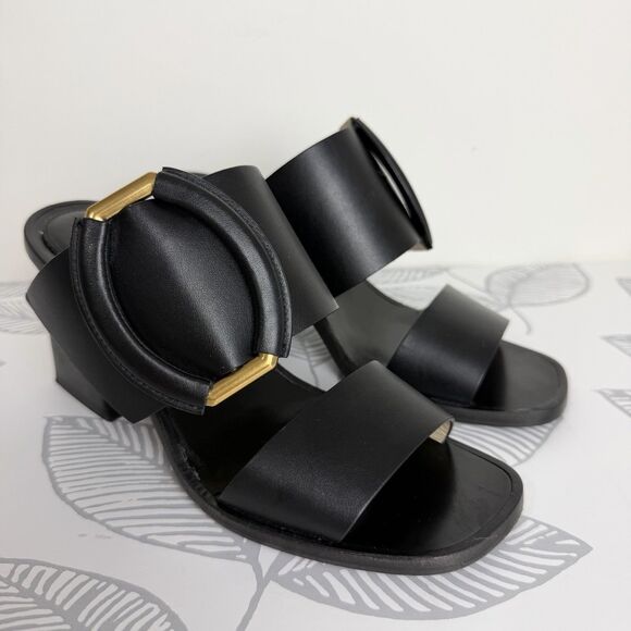 Banana Republic Shoes - Banana Republic Ravello Black Leather Block Heel Sandals Shoes Women’s 6.5 Italy